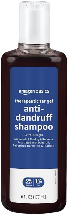 Amazon Basics Therapeutic Plus Coal Tar Anti-Dandruff Shampoo Extra Strength 1%, for Seborrheic Dermatitis, Psoriasis, Itching and Flaking Scalp, 6 Fl Oz, Pack of 1 - Product Image