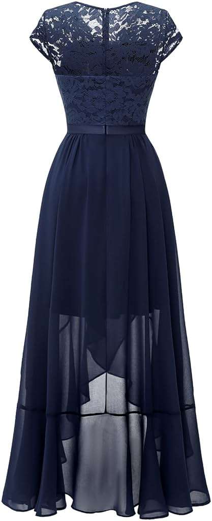 Bbonlinedress Women's V-Neck Dress for Women Wedding Guest Hi-Lo Floral Lace Prom Cocktail Party Formal Bridesmaid Dress - Image 6