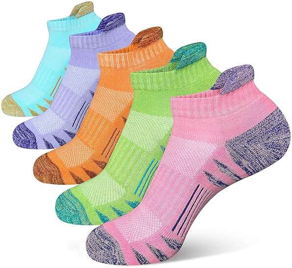 Heyoboy Womens Ankle Anti-blister Thick Cushioned Wicking Odor Resist Athletic Running Socks 5 Pairs - Image 1