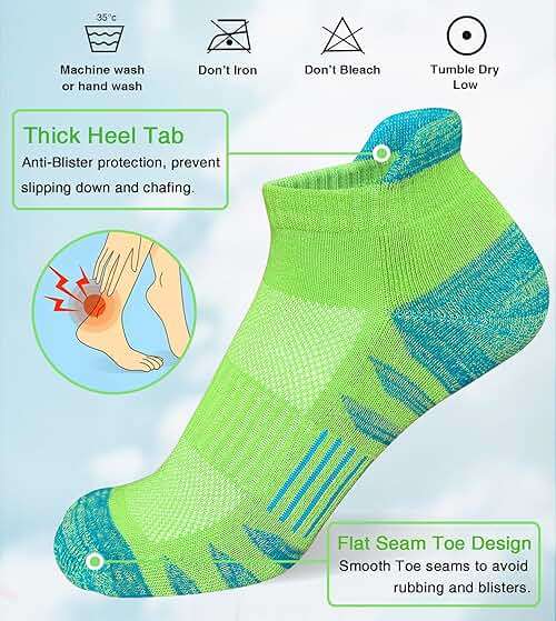 Heyoboy Womens Ankle Anti-blister Thick Cushioned Wicking Odor Resist Athletic Running Socks 5 Pairs - Image 3