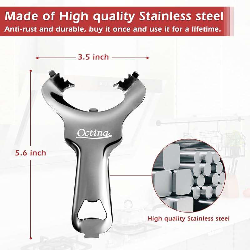 Octina Mason Jar Opener & Bottle Opener No Lid Dents or Damage, Manual Can Opener Easy Twist, Canning Jar Opener Top Remover Utensil for Various Lids - Image 3