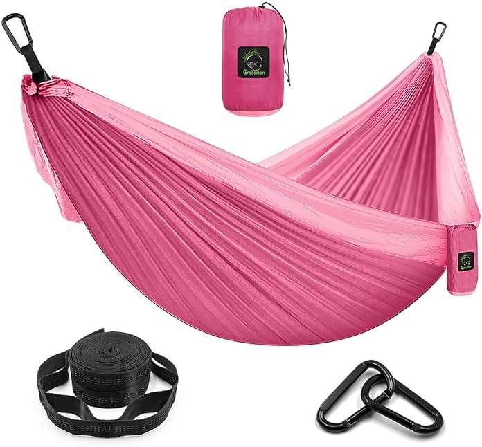 Grassman Camping Hammock Double & Single Portable Hammock with Tree Straps, Lightweight Nylon Parachute Hammocks Camping Accessories Gear for Indoor Outdoor Backpacking, Travel, Hiking, Beach - Image 1