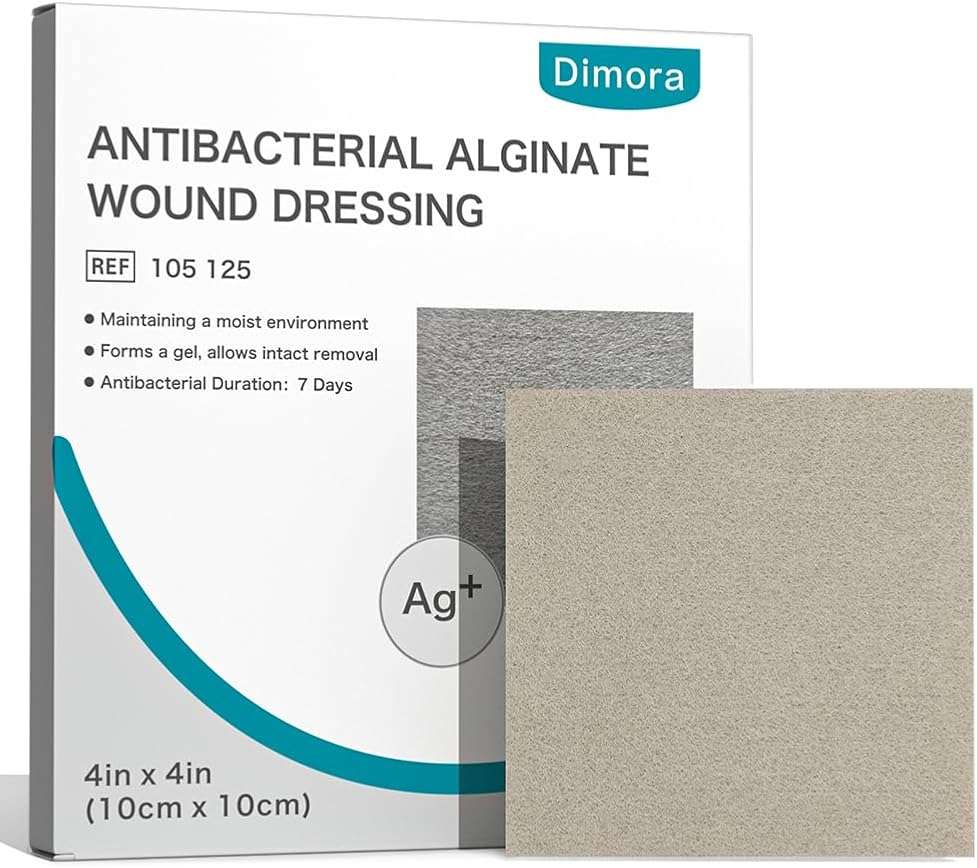 Dimora Upgrade Silver Calcium Alginate Wound Dressing -Silver-Infused Alginate Non Stick Gauze, Highly Absorbent Sterile Bandage Pads,4'' x 4'' Patches 5 Packs - Image 1