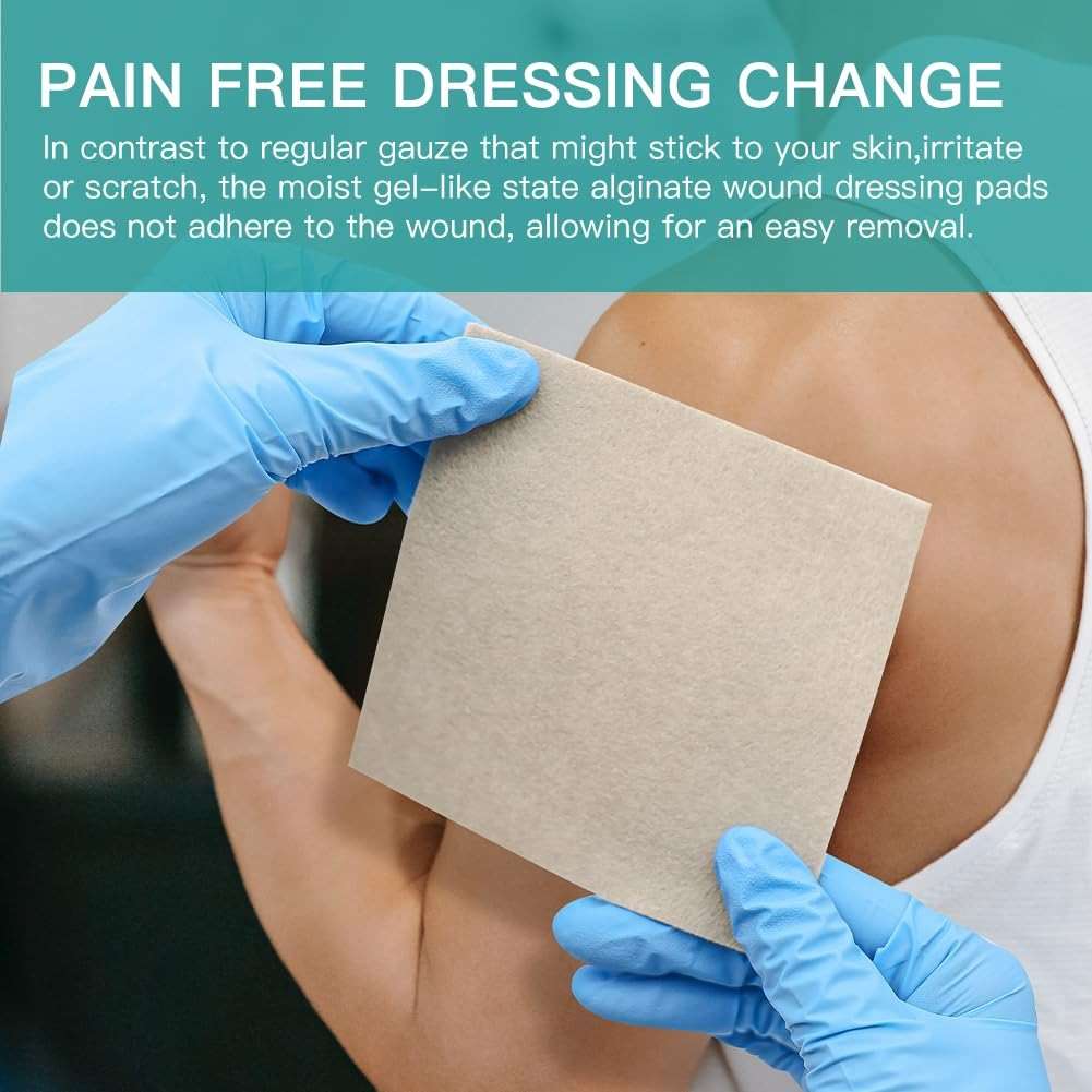 Dimora Upgrade Silver Calcium Alginate Wound Dressing -Silver-Infused Alginate Non Stick Gauze, Highly Absorbent Sterile Bandage Pads,4'' x 4'' Patches 5 Packs - Image 5