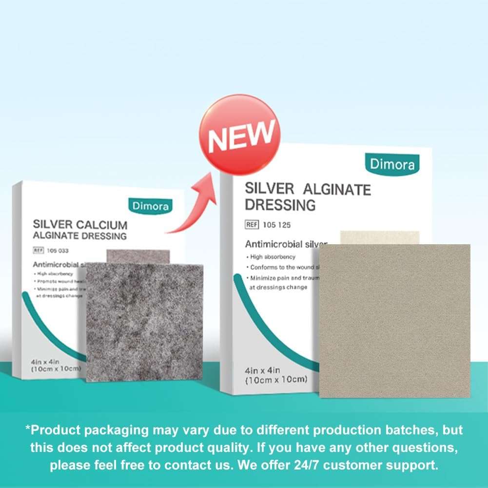 Dimora Upgrade Silver Calcium Alginate Wound Dressing -Silver-Infused Alginate Non Stick Gauze, Highly Absorbent Sterile Bandage Pads,4'' x 4'' Patches 5 Packs - Image 8