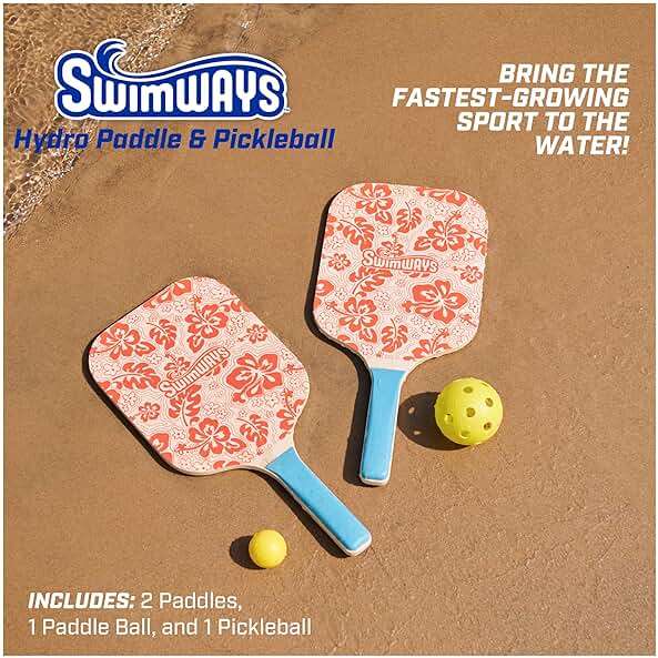 Swimways Hydro Paddle & Pickleball Set, Pickleball Paddles and Balls for Pool, Lake and Beach Games, Outdoor Toys for Kids and Adults Aged 5 & Up - Image 2