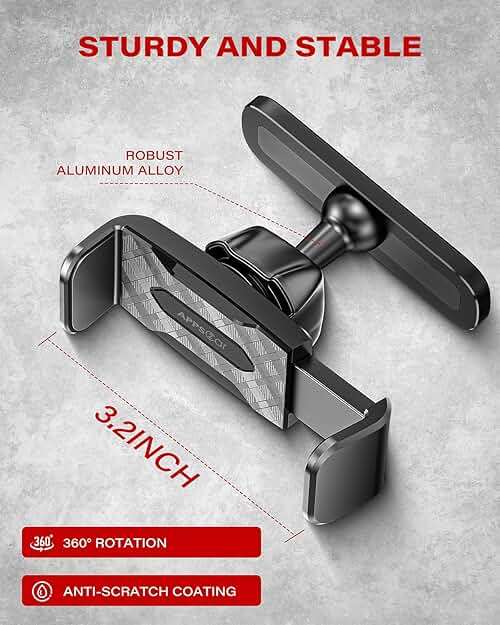 APPS2Car Magnetic Phone Holder for Gym, Alloy Base and Joint for Strong Hold, 360° Adjustable, Compatible with 4.7-6.5 Inch iPhone & Android Phones, Secure Workout Equipment Accessory for Men Women - Image 4