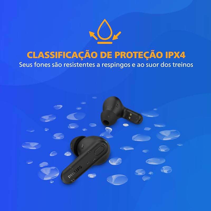 Philips TAT1108 Wireless Earbuds,True Wireless Headphones,Powerful Bass with 6 mm Driver,Clear Call with AI Mic,15-Hour Battery Life,Bluetooth v5.3,IPX4 Rating,Ergonomic Design for Comfort,Black - Image 3