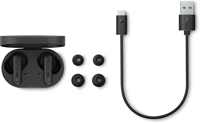 Philips TAT1108 Wireless Earbuds,True Wireless Headphones,Powerful Bass with 6 mm Driver,Clear Call with AI Mic,15-Hour Battery Life,Bluetooth v5.3,IPX4 Rating,Ergonomic Design for Comfort,Black - Image 9