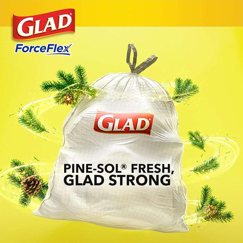 Glad ForceFlex Tall Kitchen Trash Bags, 13 Gallon, Pine-Sol Original, 40 Count (Package May Vary) - Image 3
