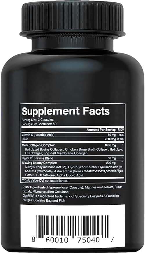 Vital Vitamins Multi Collagen Complex Plus - with Biotin, Hyaluronic Acid, Vitamin C - Type I, II, III, V, X - for Women & Men - Hair, Skin, Nails Beauty Complex - 150 Capsules - Image 8