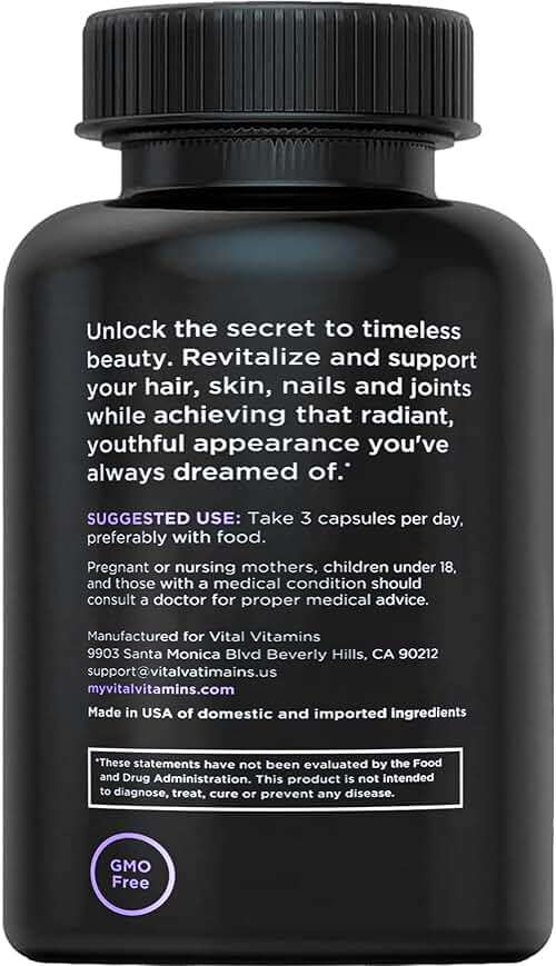 Vital Vitamins Multi Collagen Complex Plus - with Biotin, Hyaluronic Acid, Vitamin C - Type I, II, III, V, X - for Women & Men - Hair, Skin, Nails Beauty Complex - 150 Capsules - Image 9