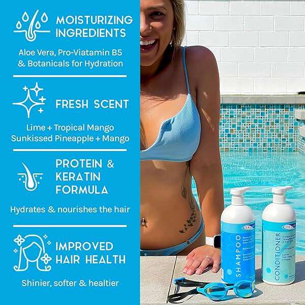 TRISWIM Hair Care Bundle | Swim Shampoo and Conditioner 32 Fl Oz Each | Professional Chlorine Removal Formula | Vegan, Paraben-Free with Aloe Vera & Proteins | Pump Dispensers - Image 2