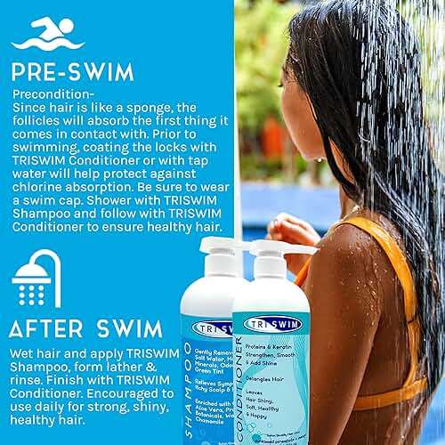 TRISWIM Hair Care Bundle | Swim Shampoo and Conditioner 32 Fl Oz Each | Professional Chlorine Removal Formula | Vegan, Paraben-Free with Aloe Vera & Proteins | Pump Dispensers - Image 3