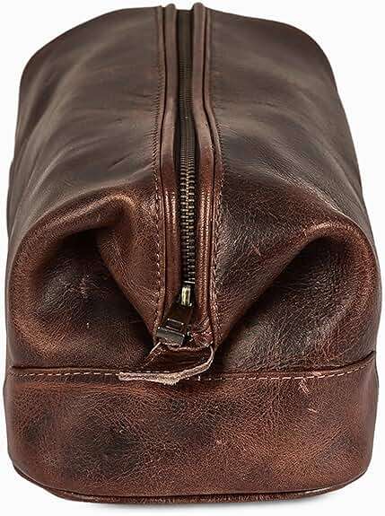 HLC Leather Toiletry Bag for Men Best Gift Premium Genuine Dopp Kit Shaving Kit Organizer Travel Kit Pouch Bag 10 inch Size (Brown) - Image 3