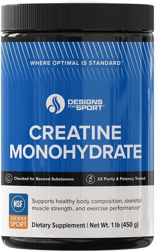 Designs for Sport Micronized Creatine Monohydrate Unflavored Powder - NSF Certified for Sport, 90 Servings, Supports Muscle Recovery, Brain Health, Pre and Post Workout Strength - Product Image