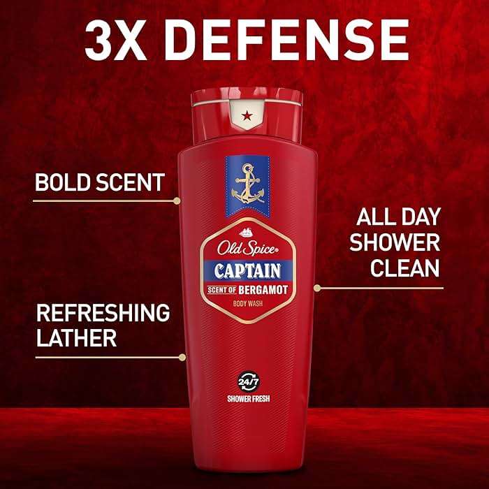 Old Spice Refreshing Body Wash for Men, 3X Defense, 24/7 Shower Fresh with Long Lasting Scent, Red Collection, Captain with Bergamot Scent, 24 oz (Pack of 4) - Image 2