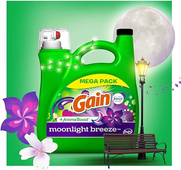 Gain + Aroma Boost Liquid Laundry Detergent, Moonlight Breeze Scent, 128 Loads, 184 fl oz, HE Compatible - Image 4