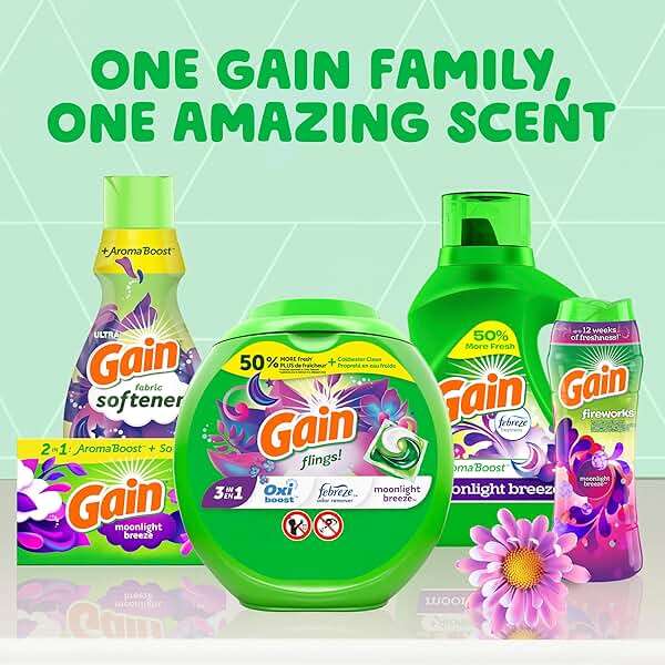 Gain + Aroma Boost Liquid Laundry Detergent, Moonlight Breeze Scent, 128 Loads, 184 fl oz, HE Compatible - Image 6