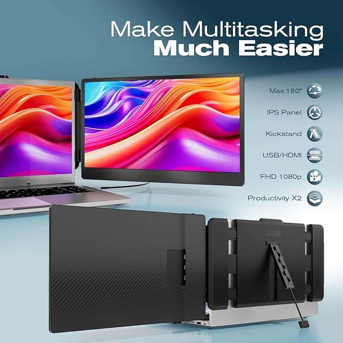 Teamgee 14” Laptop Screen Extender, S1 Dual FHD IPS Portable Monitor for 13–17” Laptops, USB-C/HDMI Plug & Play, Compatible with Windows, macOS & Android, Perfect for Hybrid Work & Travel - Image 2