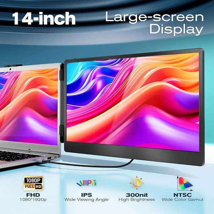 Teamgee 14” Laptop Screen Extender, S1 Dual FHD IPS Portable Monitor for 13–17” Laptops, USB-C/HDMI Plug & Play, Compatible with Windows, macOS & Android, Perfect for Hybrid Work & Travel - Image 3