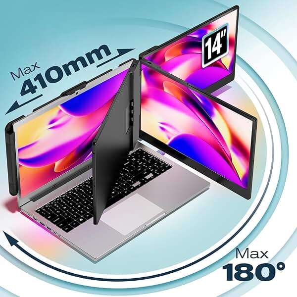 Teamgee 14” Laptop Screen Extender, S1 Dual FHD IPS Portable Monitor for 13–17” Laptops, USB-C/HDMI Plug & Play, Compatible with Windows, macOS & Android, Perfect for Hybrid Work & Travel - Image 4