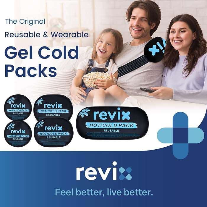 REVIX Ice Packs for Injuries Reusable, 5-Piece Set Hot and Cold Gel Ice Pack for Joints, Muscle, Post-Workout Recovery, Adjustable and Flexible Cooling Pads for Knees, Back, Arms and Neck - Image 2