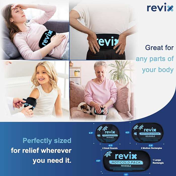REVIX Ice Packs for Injuries Reusable, 5-Piece Set Hot and Cold Gel Ice Pack for Joints, Muscle, Post-Workout Recovery, Adjustable and Flexible Cooling Pads for Knees, Back, Arms and Neck - Image 4