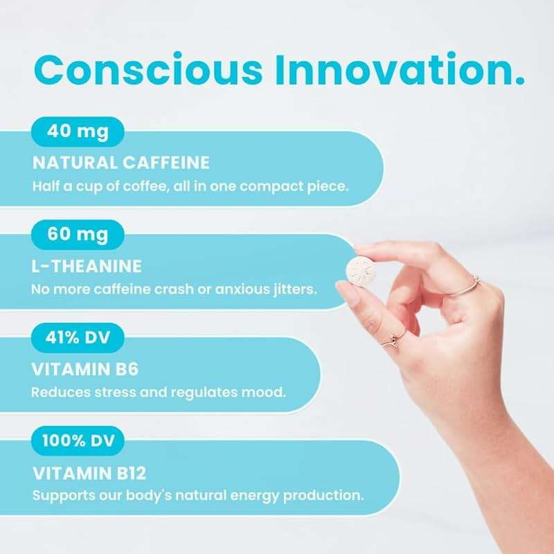 Neuro Energy & Focus Gum - Caffeine Gum with 40mg Natural Caffeine & L-Theanine - Nootropic Energy Supplement with B Vitamins - Sugar Free, Vegan - Peppermint, 90ct - Image 6