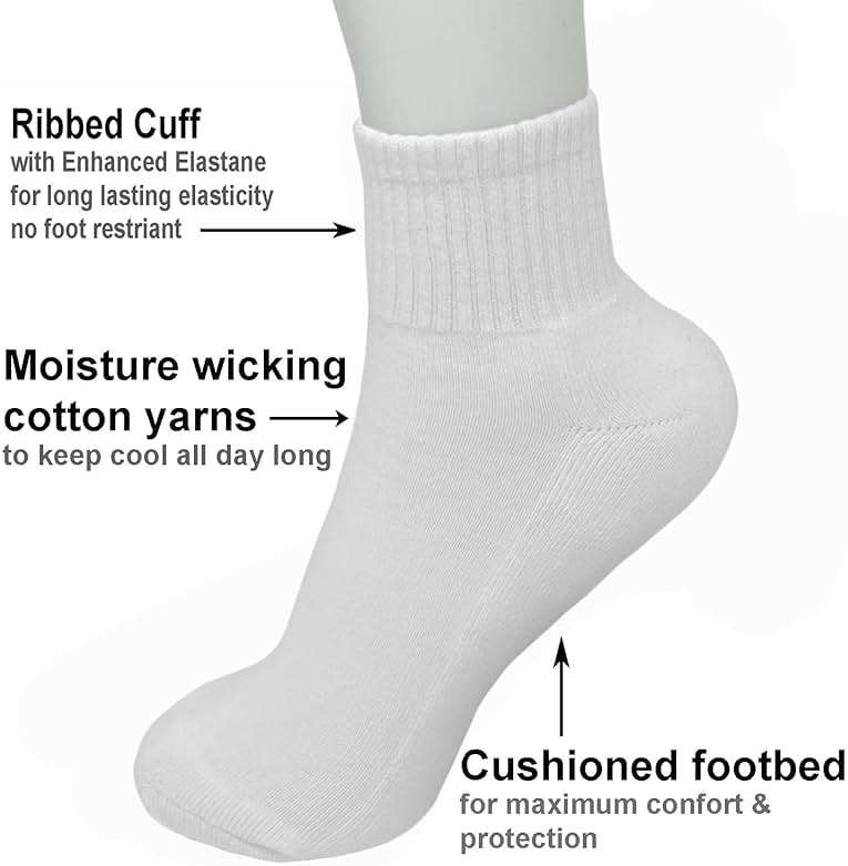 Glory Max 6 Pairs Women Ankle Socks Cotton Solid Color with Cushion for Athletic Running - Image 2