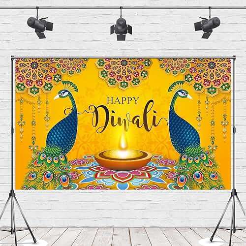 Diwali Photo Backdrop Happy Diwali Banner Deepawali Indian Festival of Lights Decorations and Supplies for Home - Image 4