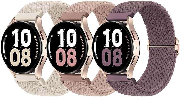 Knossen 20mm Watch Bands Compatible with Samsung Galaxy Watch 7 FE 6 5 4 40mm 44mm, Galaxy Watch 6 4 Classic, Galaxy Watch 5Pro, Galaxy Watch 3 41mm, Galaxy Active2, 3Pack Stretchy Watch Straps for Women and Men - Image 1