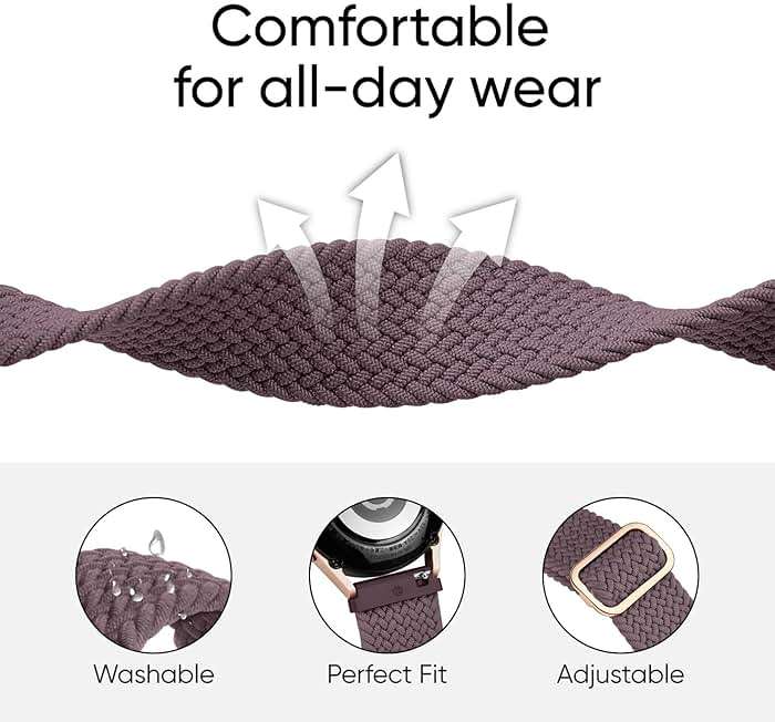 Knossen 20mm Watch Bands Compatible with Samsung Galaxy Watch 7 FE 6 5 4 40mm 44mm, Galaxy Watch 6 4 Classic, Galaxy Watch 5Pro, Galaxy Watch 3 41mm, Galaxy Active2, 3Pack Stretchy Watch Straps for Women and Men - Image 2