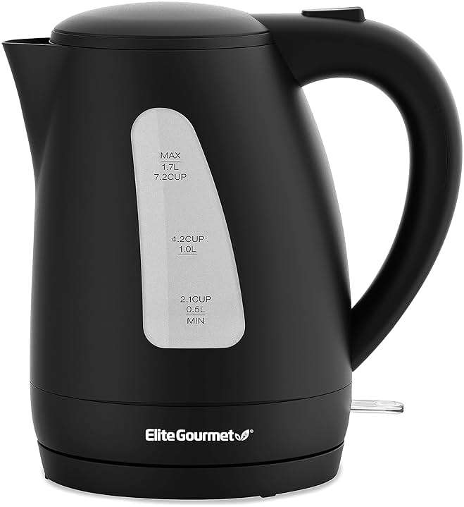 Elite Gourmet EKT8690 1.7L Electric Tea Kettle 1500W Hot Water Heater Boiler BPA-Free, Fast Boil, Water Level Window and Auto Shut-Off, Black - Image 1