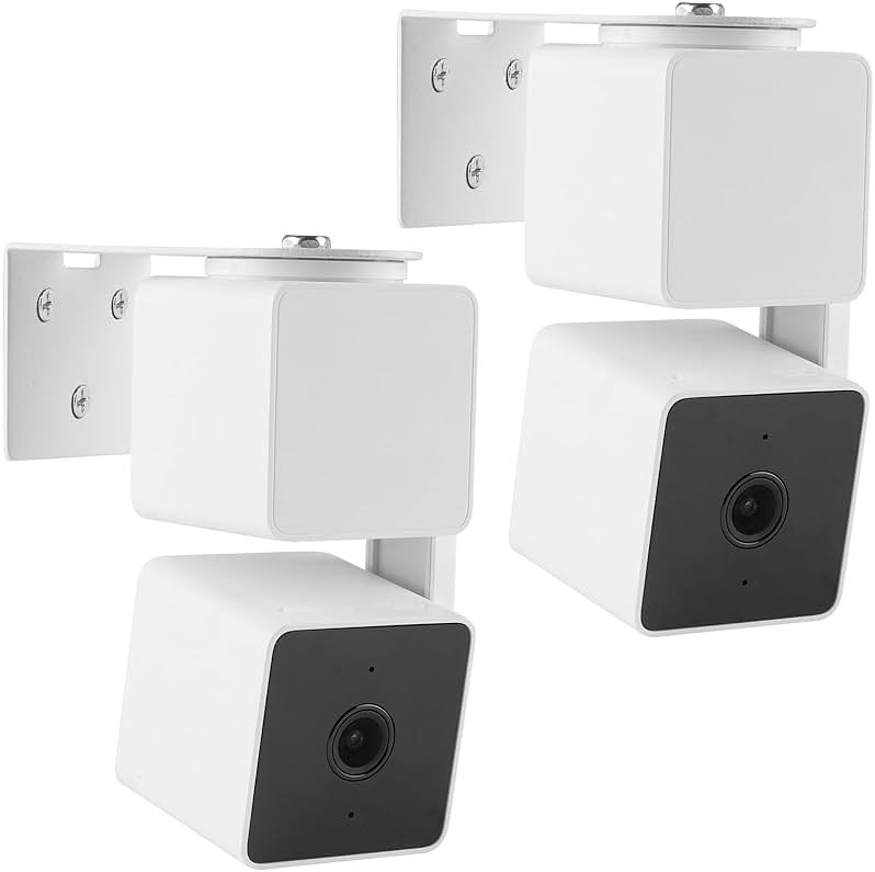 UYODM 2Pack Adhesive Metal Wall Mount Bracket Compatible with Wyze Cam Pan V3/ Wyze Cam V4/V2, VHB Stick On,No Drilling Mounting Bracket for Wyze Get The Best View,Two Ways Installation - Product Image
