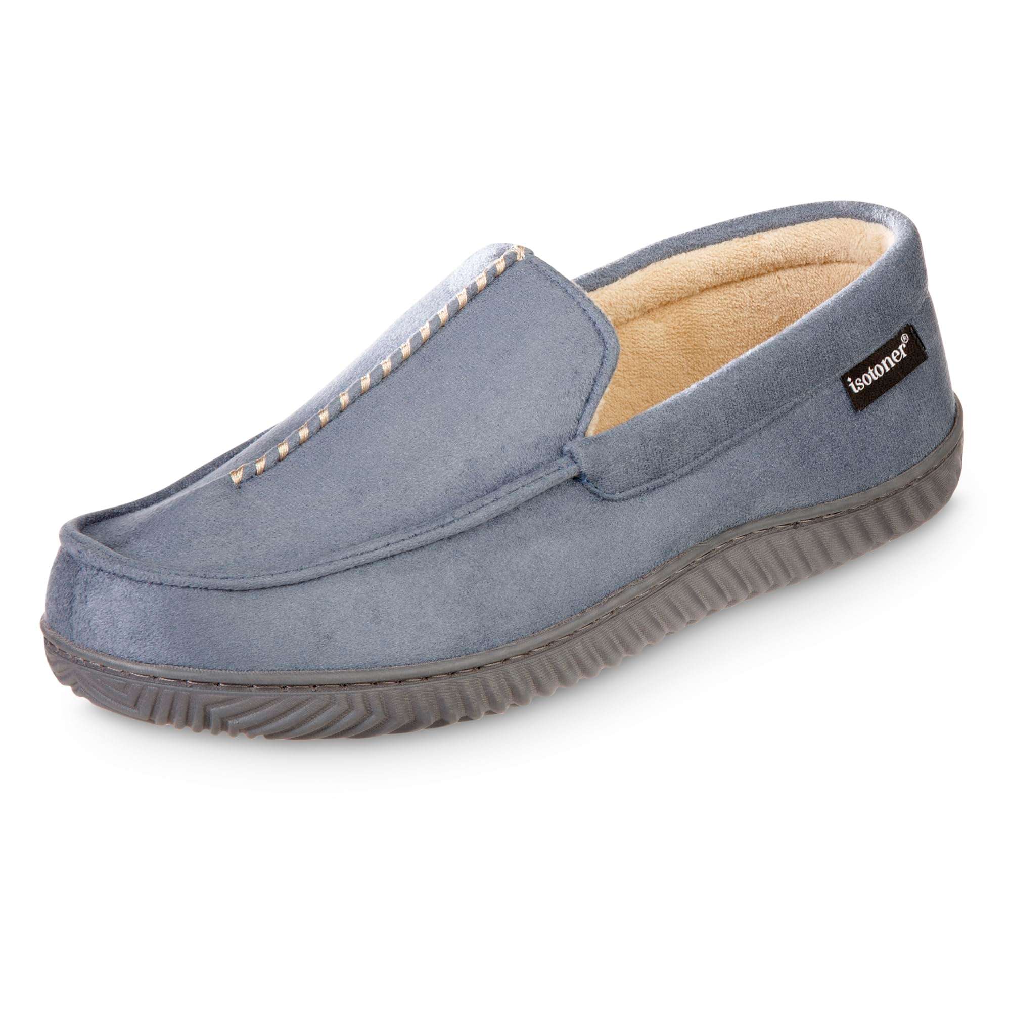 isotoner Men's Indoor/Outdoor Liam Microsuede Moccasin Slippesr With Memory Foam Comfort - Image 2