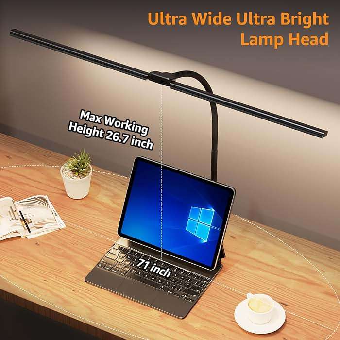 ShineTech LED Desk Lamp for Home Office, Ultra Bright Clamp Light with Flexible Gooseneck, 25 Lighting Modes, Eye-Caring Architect Lamp for Dual Monitors, Reading & Gaming Setup - Image 8