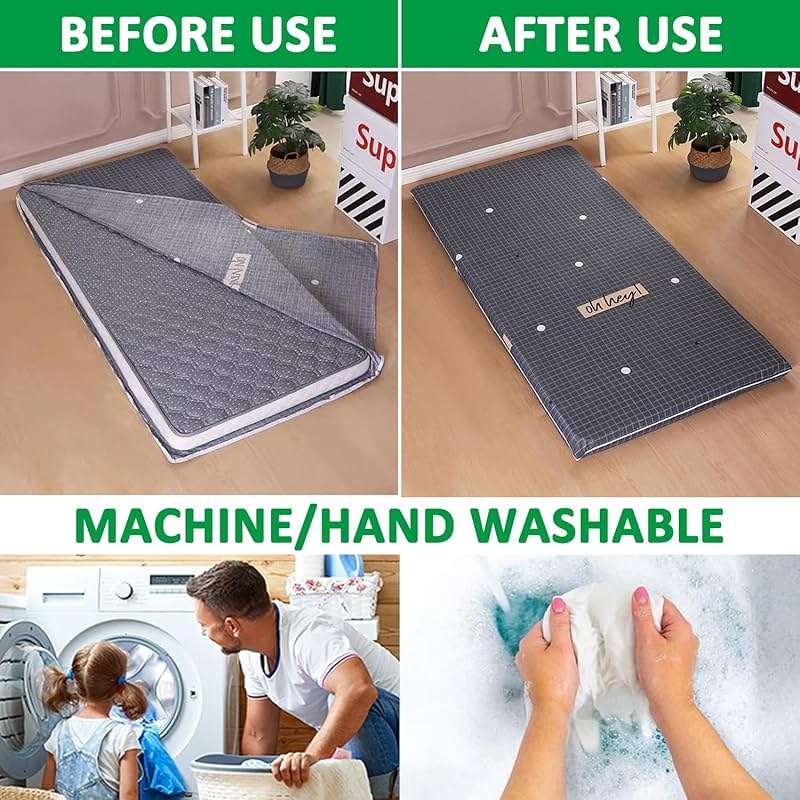Japanese Futon Cover,Futon Floor Mattress Cover with Zipper,100% Cotton Protection Cover for Shikibuton Futon Mattress,Soft Skin-Friendly Washable,Style4,100x190cm/39x75 - Image 3
