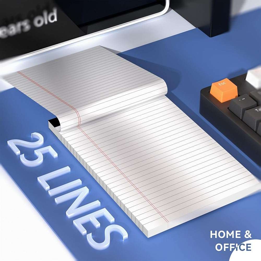Nichela 24 Pack of Note Pads 5" x 8" Legal Pads 30 Sheets Notepad College Ruled Small Writing Pads Perforated Pages Paper Pads 80GSM Heavyweight Paper Note Pads for Home, Office, or School - Image 2