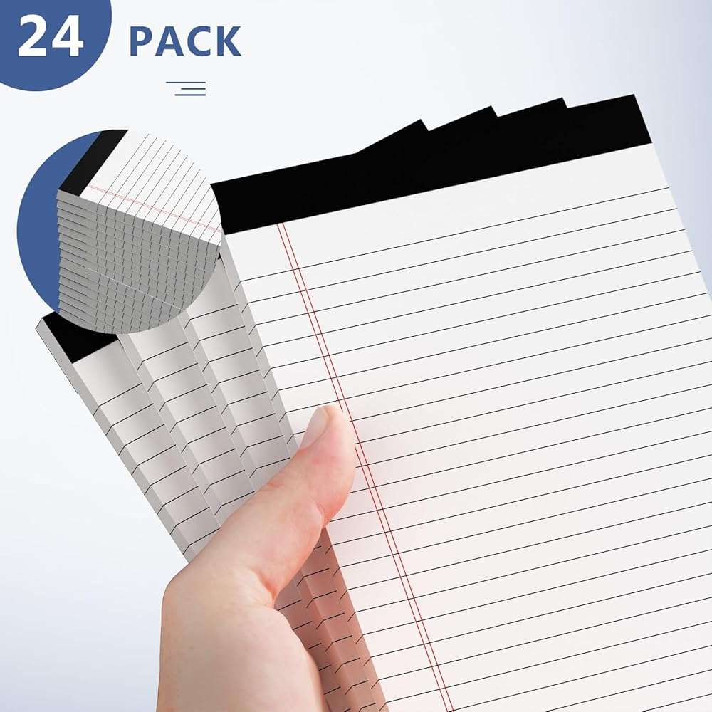 Nichela 24 Pack of Note Pads 5" x 8" Legal Pads 30 Sheets Notepad College Ruled Small Writing Pads Perforated Pages Paper Pads 80GSM Heavyweight Paper Note Pads for Home, Office, or School - Image 5