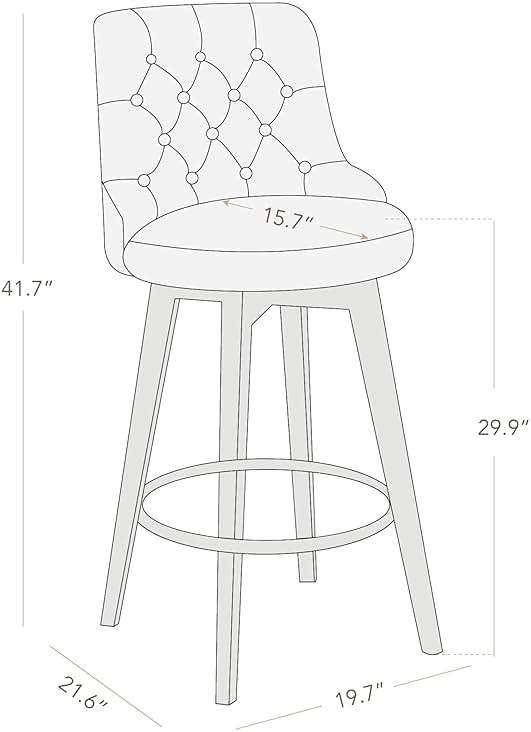 Watson & Whitely Bar Stools, 360° Swivel Upholstered Bar Stool with Back, 30" H Bar Height Barstools, Set of 2, Performance Fabric in Tan - Image 3