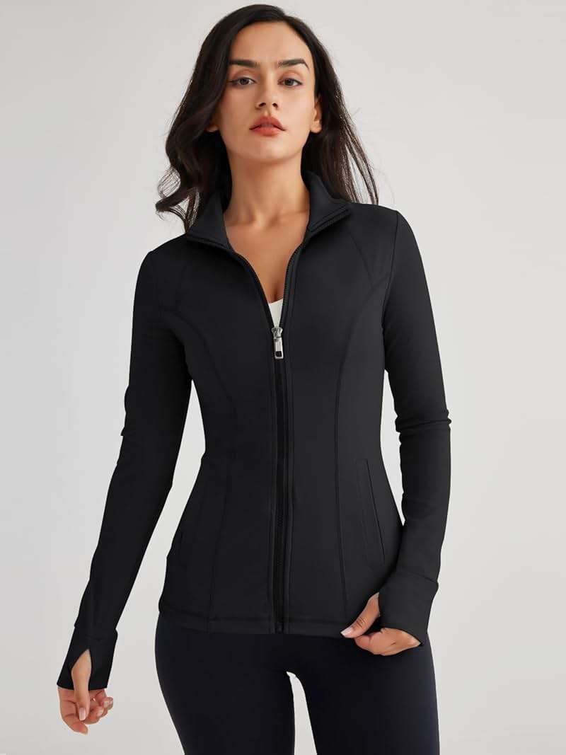Trendy Queen Womens Lightweight Zip Up Jackets 2026 Athletic Workout Hoodies Spring Shirt Fitted Gym Clothes with Pocket - Image 2