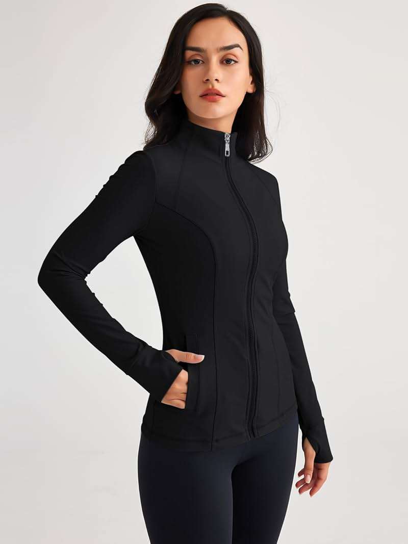 Trendy Queen Womens Lightweight Zip Up Jackets 2026 Athletic Workout Hoodies Spring Shirt Fitted Gym Clothes with Pocket - Image 3