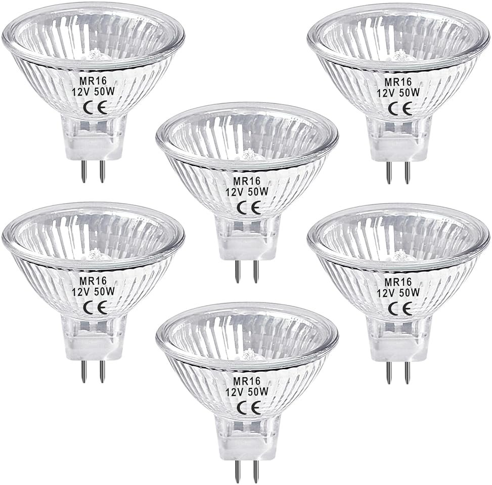 LedWekei Gu5.3 Halogen Bulbs,mr16 12v 50w Halogen Bulb,Dimmable 2700K Warm White Light Bulbs (6 Pack) - Product Image