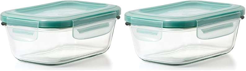 OXO Glass Food Storage Container, Rectangle, 1.6 Cup | Smart Seal | Leakproof | Pack of 2 - Image 1
