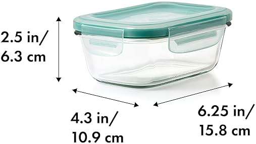 OXO Glass Food Storage Container, Rectangle, 1.6 Cup | Smart Seal | Leakproof | Pack of 2 - Image 2