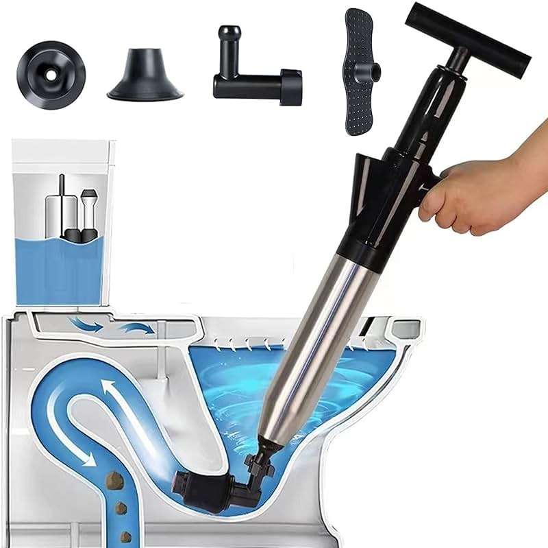 Toilet Plunger High Pressure Air Drain Blaster Gun Drain Clog Remover Tools Air Plunger Heavy Duty Drain Powerful Plungers for Toilet Unclog Toilet, Floor Drain, Bathroom(Black) - Image 1