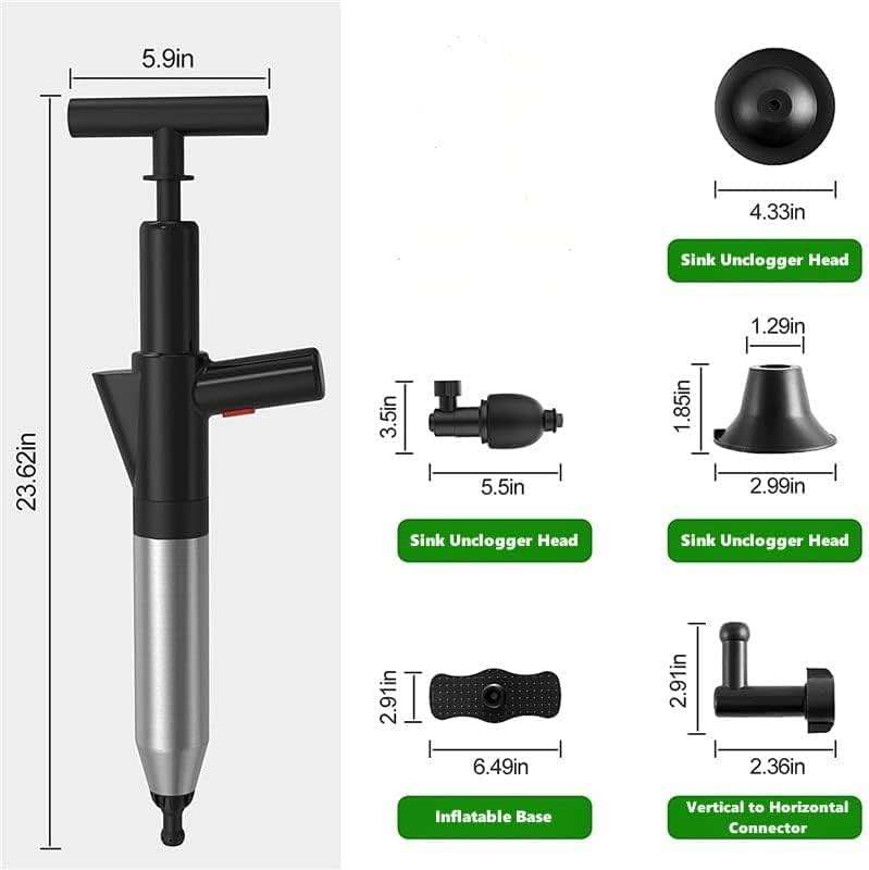 Toilet Plunger High Pressure Air Drain Blaster Gun Drain Clog Remover Tools Air Plunger Heavy Duty Drain Powerful Plungers for Toilet Unclog Toilet, Floor Drain, Bathroom(Black) - Image 2
