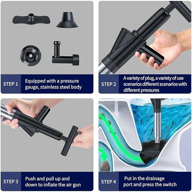 Toilet Plunger High Pressure Air Drain Blaster Gun Drain Clog Remover Tools Air Plunger Heavy Duty Drain Powerful Plungers for Toilet Unclog Toilet, Floor Drain, Bathroom(Black) - Image 4