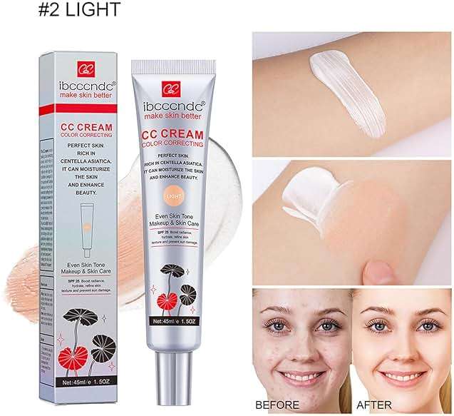 Hydrating CC Cream Foundation with Centella Asiatica Multi-Purpose Pre-makeup Primer Moisturizing Facial Concealer Sunscreen Full-Coverage CC Cream with SPF 25 (02) - Image 2